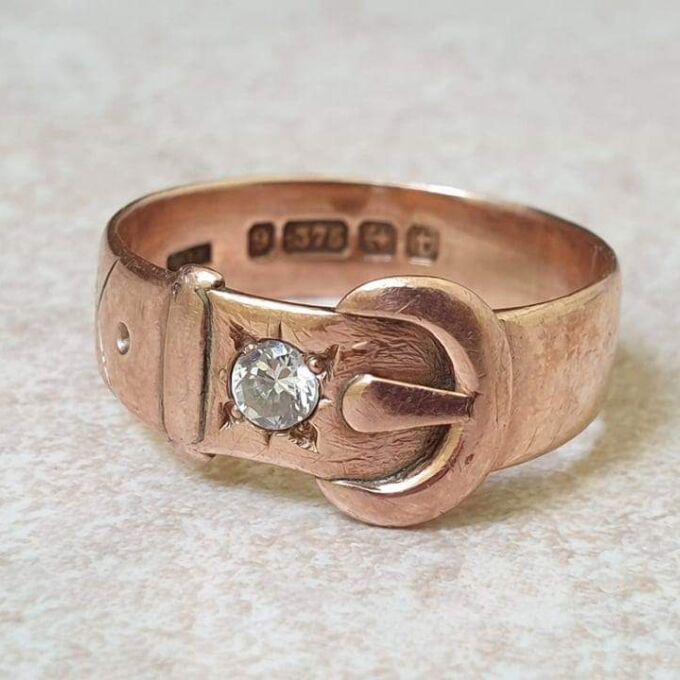 Antique Buckle Ring in 9ct Rose Gold.