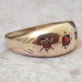 Three Stone Garnet Gypsy Ring in 9ct Gold, a UK L or a US 5 3/4