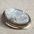 Mother of Pearl Cameo Brooch or Pendant in 9ct Gold.