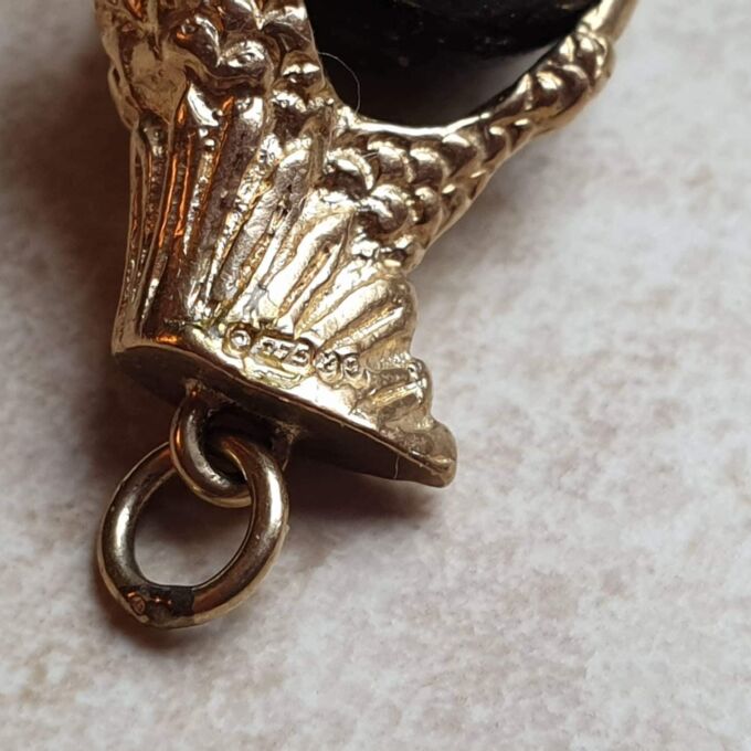 Goldstone Ball Eagle Talon Pendant in 9ct Gold