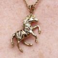 Horse or Pony Pendant with Rubies and Sapphires in 9ct Gold