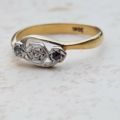 Art Deco Trilogy Diamond Ring in 18ct Gold & Platinum, a UK J 1/2 or a US 5 1/4.