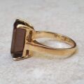Smoky Quartz Solitaire Ring in 14ct Gold.