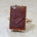 Bold Carnelian Cameo Ring in 9ct Gold, a UK K or a US 5 1/2.