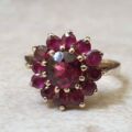 Rhodolite Garnet Cluster Ring in 9ct Gold.