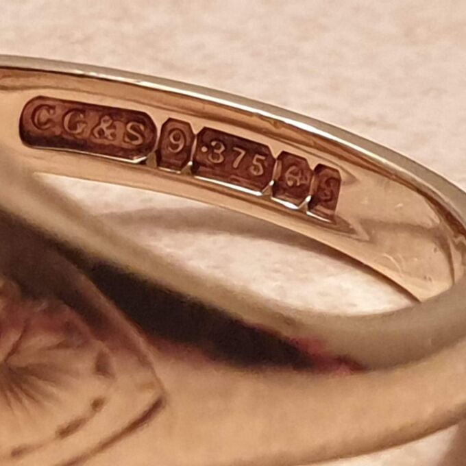 Heavy Diamond Set Signet Ring in 9ct Gold,  a UK S or a US 9 1/4.