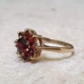 Garnet Cluster ring in 9ct Gold.