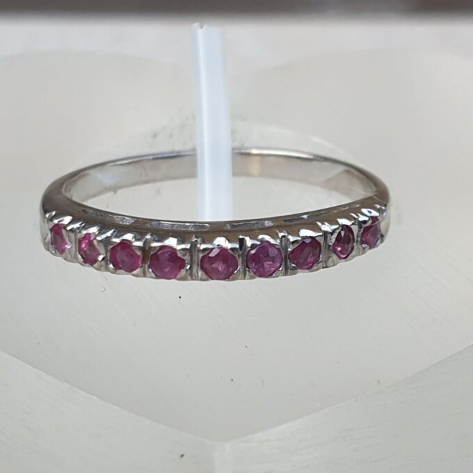 Ruby Half Eternity Stacking Band in 18ct White Gold