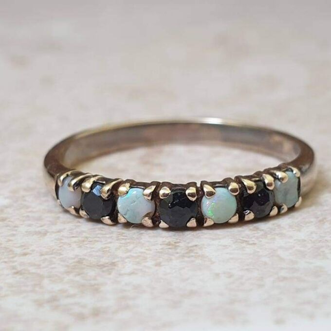 Opal and Sapphire Band ring in 9ct Gold.