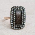 Antique Mourning Ring with Hair in 9ct Gold, a UK K 1/2 or a US 5 3/4.