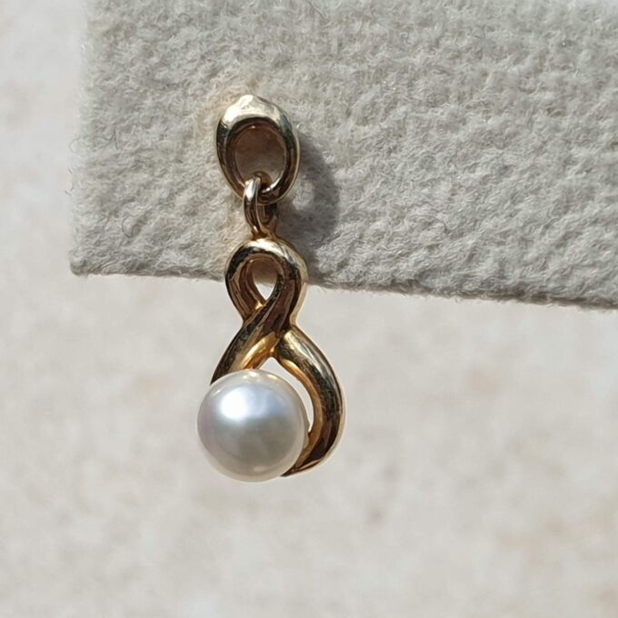 Pearl Infinity Drop Earrings in 9ct Gold