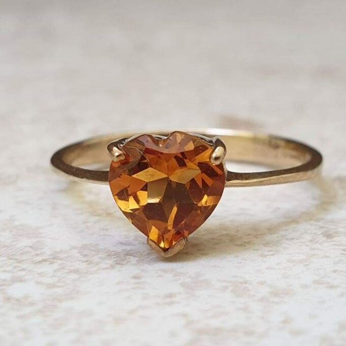 Citrine Heart Ring in 9ct Gold.