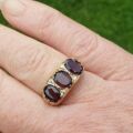 Three Stone Garnet Ring in 9ct Gold.