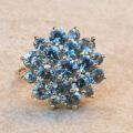 Huge Topaz Cluster Ring in 9ct Gold.