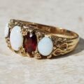 Sale – Chunky Opal and Garnet 9ct Gold Ring, a UK L 1/2 or a US 6 1/4.