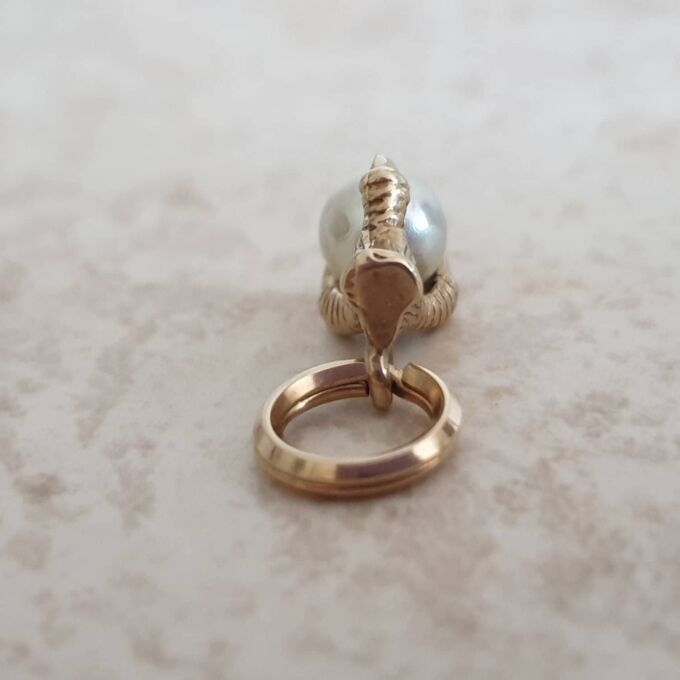 Tiny Faux Pearl Eagle Claw Pendant Charm in 9ct Gold