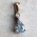 Pear Cut Aquamarine and Diamond Pendant in 9ct Gold