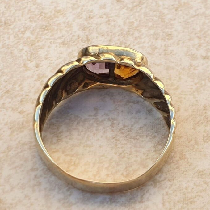 Reserved – Amethyst and Citrine Ring in 9ct Gold,  a UK Q or a US 8 1/2.