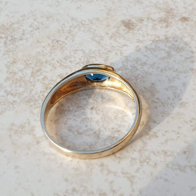 London Blue Topaz Ring in 9ct Gold, a UK J or a US 5