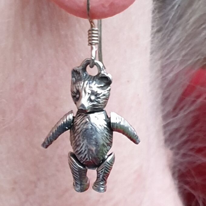 Sterling Silver Teddy Bear Earrings