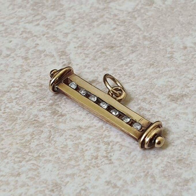 Diamond Set T Bar Pendant in 9ct Gold