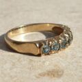 Blue Paste Half Eternity Stacking Band in 9ct Gold,  a UK M 1/2 or a US 6 3/4.