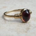 Garnet Cabochon Solitaire Ring in 9ct Gold, a UK H 1/2 or a US 4 1/4