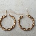 Twisted Rope Effect Hoop Earrings in 9ct Gold by Unoaerre.