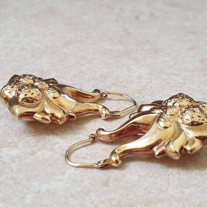 Bold Ornate Gypsy Earrings in 9ct Gold