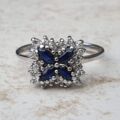 Marquise Sapphire and Diamond ring in 9ct Gold, a UK K 1/2 or a US 5 3/4