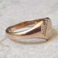 Part Engraved Heart Signet Ring in 9ct Gold.