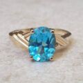 Oval Swiss Blue Topaz Ring in 10K Gold.