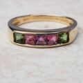 Multi Colour Tourmaline and Amethyst Ring in 9ct Gold, a UK N 1/2 or a US 7 1/4.