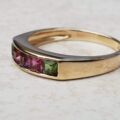 Multi Colour Tourmaline and Amethyst Ring in 9ct Gold, a UK N 1/2 or a US 7 1/4.