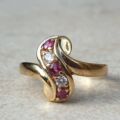Ruby & Paste Scroll Ring in 9ct Gold.