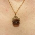 Smoky Quartz Spinning Fob Pendant in 9ct Gold
