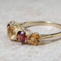 Citrine and Garnet Ring in 9ct Gold, a UK N or a US 7