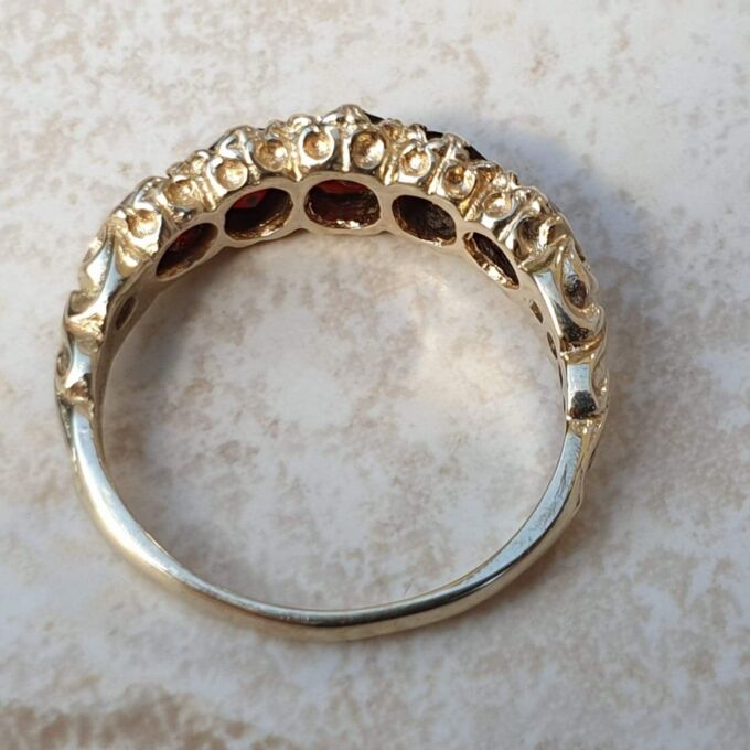 Five Stone Garnet Ring in 9ct Gold,  a UK M or a US 6.