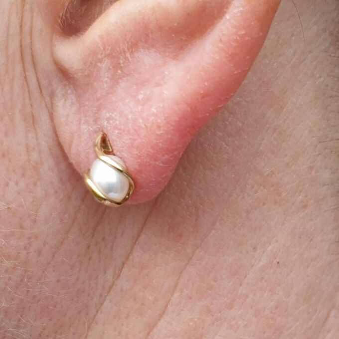 Pearl Caged Earrings in 9ct Gold