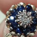 Sapphire and Diamond Cluster Ring in 9ct Gold, a UK J 1/2 or a US 5 1/4