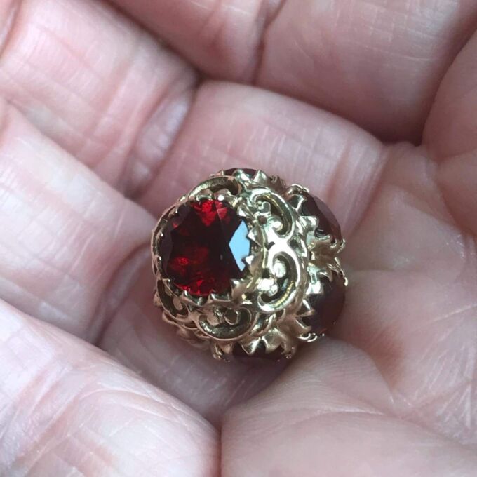 Garnet Lantern Pendant on 9ct Gold.