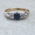 Square Princess Sapphire and Diamond Ring in 18ct Gold, a UK L 1/2 or a US 6 1/4