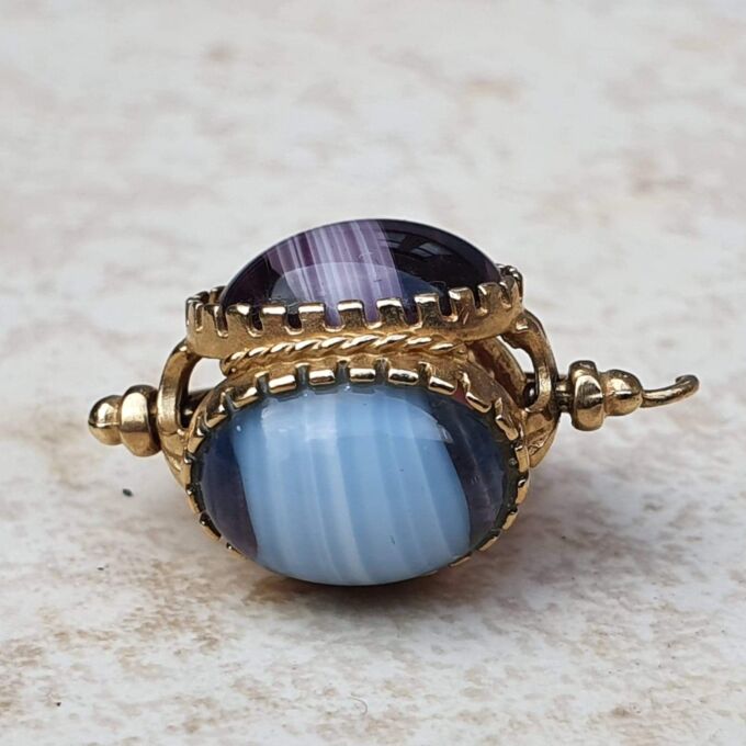 Three Colour Spinning Fob Pendant in 9ct Gold