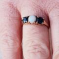Opal and Sapphire Trilogy Ring in 9ct Gold, a UK J 1/2 or a US 5 1/4.