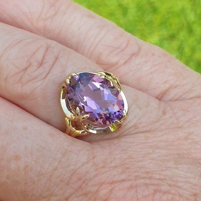 Reserved – Oval Amethyst Solitaire Ring in 9ct Gold.
