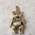 Heavy Articulated Teddy Bear with Dickie Bow in 9ct Gold