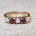 Opal and Garnet Ring in 9ct Gold, a UK J or a US 5