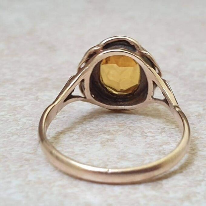 Vibrant Synthetic Yellow Sapphire in 9ct Gold, a UK N or a US 7
