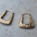 Greek Key Creole Earrings in 9ct Gold