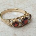 Garnet and Seed Pearl Ring in 9ct Gold.
